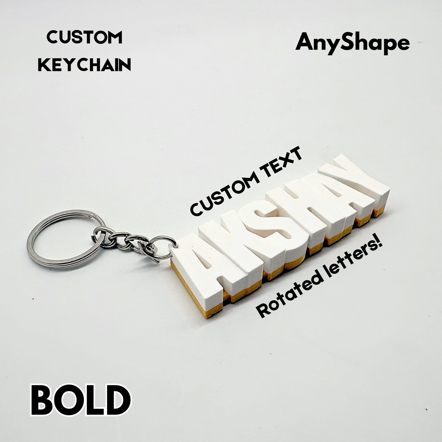 1-Line Bold Style Keychain (With Background Color)