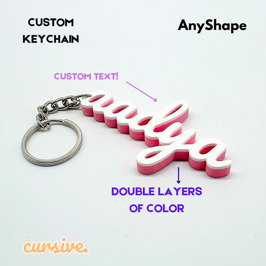 1-Line Cursive Style Keychain