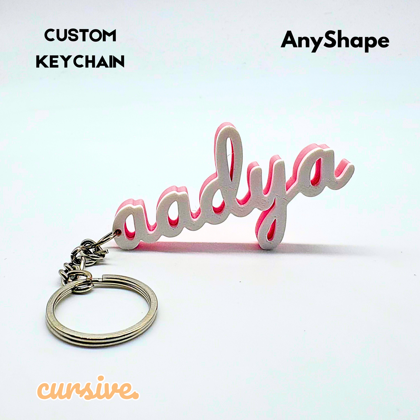 1-Line Cursive Style Keychain
