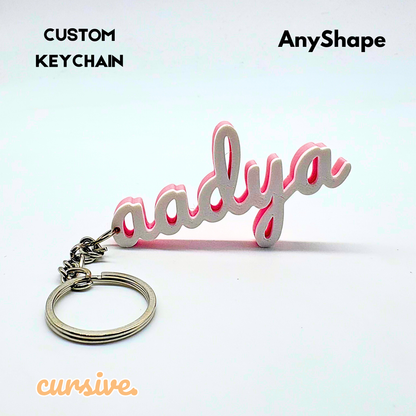 1-Line Cursive Style Keychain