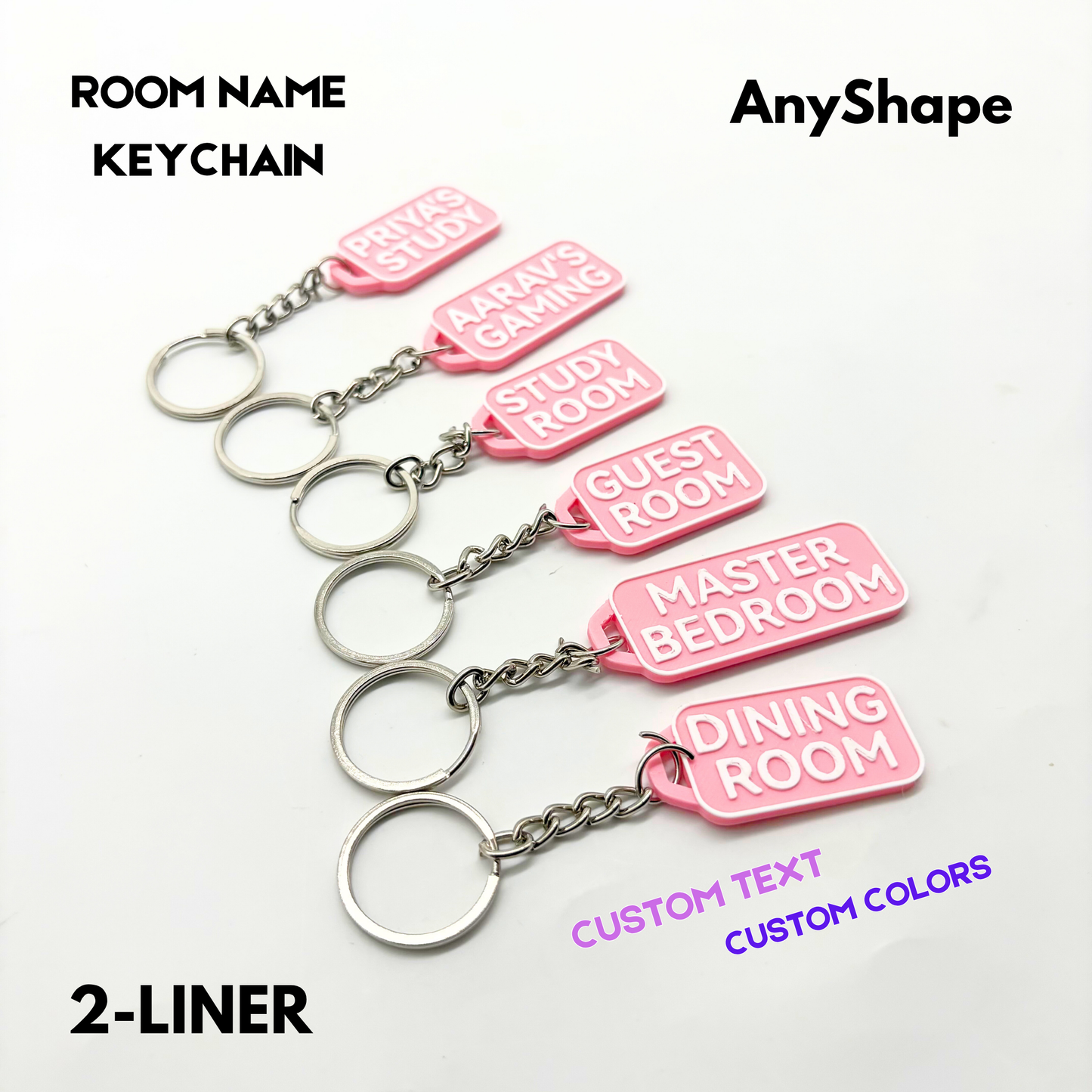 2-Line Custom Room Name Keychains