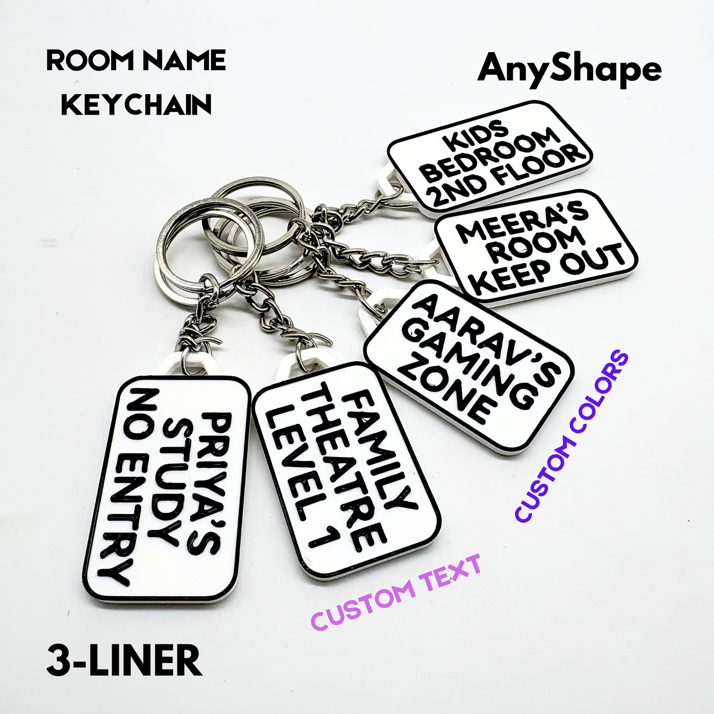 4-Line Custom Room Name Keychains