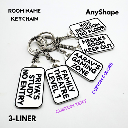 4-Line Custom Room Name Keychains