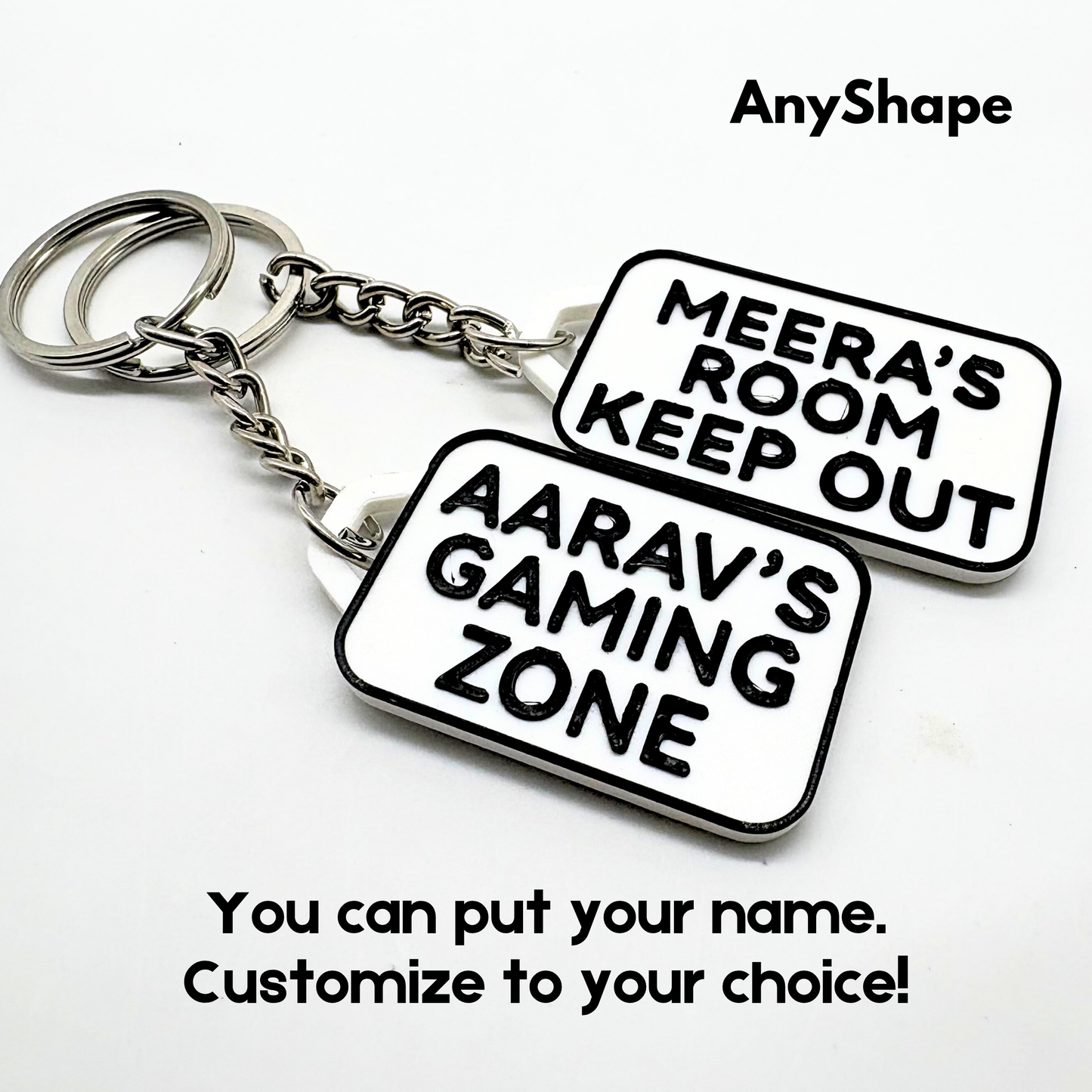 4-Line Custom Room Name Keychains