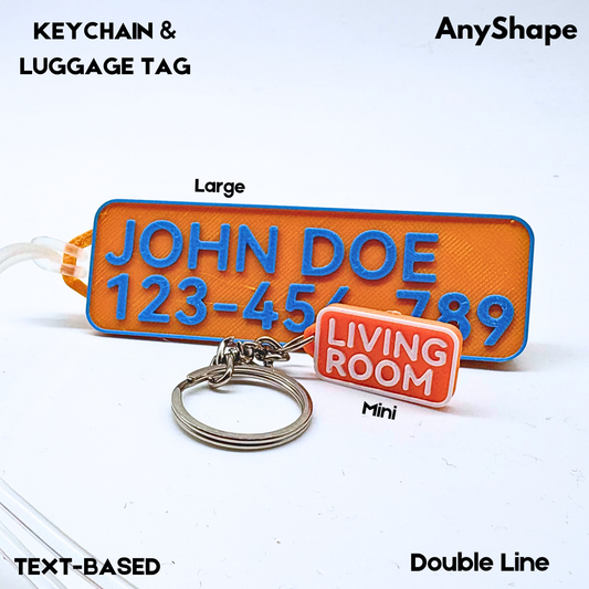 Double Line Text Keychain & Luggage Tag